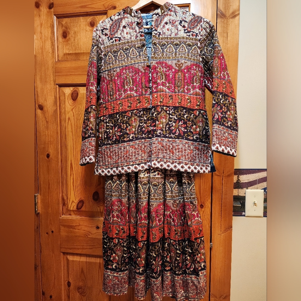 Handmade Colorful Bohemian Country Cottage Two-Piece Set, Reversible, Size S
